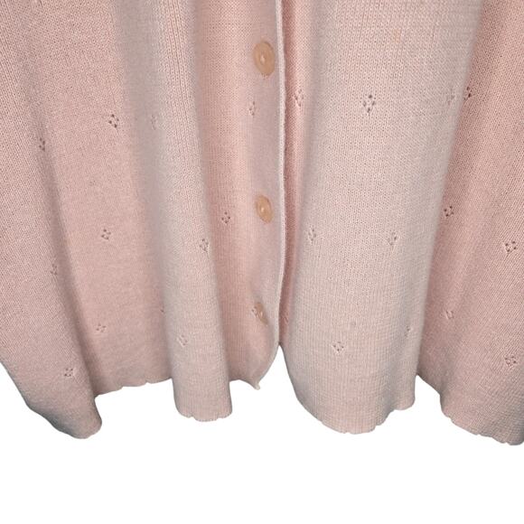 Sag Harbor, Size 2X Soft Pink Ramie Cotton Button-Front Cardigan [0215] - Picture 5 of 8
